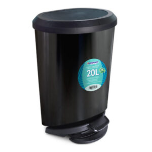Lixera com Pedal Preta 20lts Arqplast