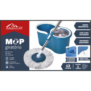 MOP GIRATORIO CESTO INOX C/DRENO E RODO 13LTS MOLDULAR