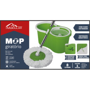 MOP GIRATORIO CESTO PLAST C/DRENO E RODO 8LTS MOLDULAR