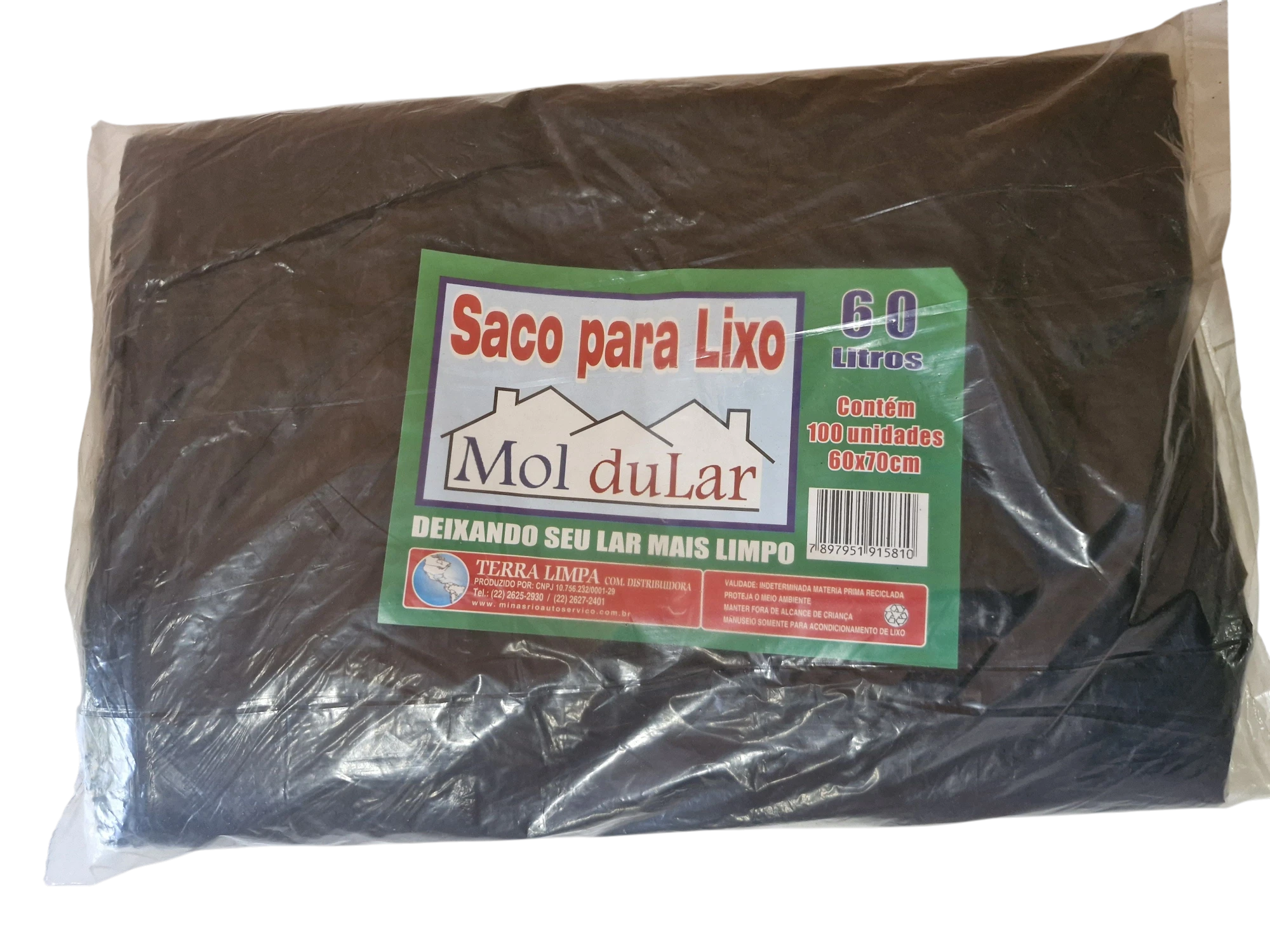 SACO DE LIXO LEVE - PRETO - 60L - PCT 100 UN - MOL DULAR